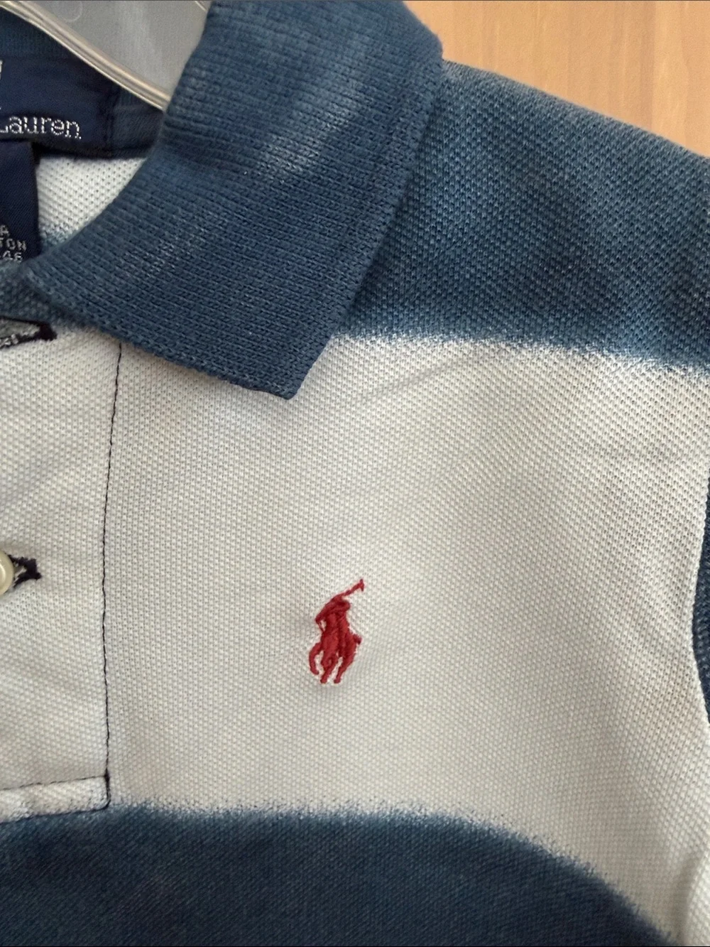 12-18 M Ralph Lauren Boys' Navy & White Striped Polo Shirt